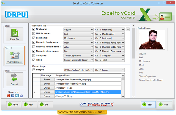 Excel To Vcard Converter Software Screenshots To Know How To Convert Excel Contacts Into Vcard Files 6083