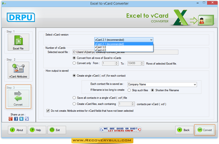 Excel to vCard Converter